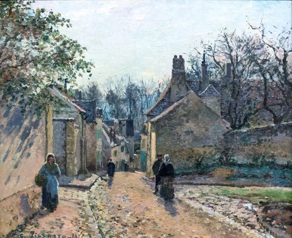 Rue de Voisins 1871 by Camille Pissarro, oil painting reproduction on canvas Rue de Voisins 1871 by Camille Pissarro