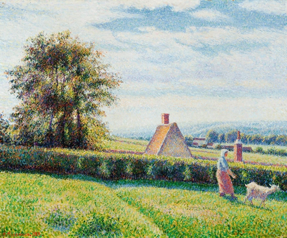 Spring Pasture 1889 by Camille Pissarro, oil painting reproduction on canvas Spring Pasture 1889 by Camille Pissarro