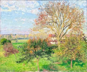 The big walnut tree, autumn morning, Éragny 1897 by Camille Pissarro