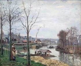 The Seine at Port-Marly, the wash house 1872 by Camille Pissarro The Seine at Port-Marly, the wash house 1872 by Camille Pissarro