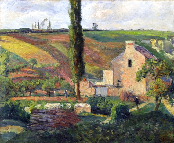 La CôTe des Mathurins à L’Hermitage, Pontoise, 1876 by Camille Pissarro, oil painting reproduction on canvas La Côte des Mathurins à L'hermitage, Pontoise, 1876 by Camille Pissarro