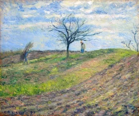 Ploughed Field in Winter with a Man Carrying a Bundle of Sticks 1877 by Camille Pissarro Ploughed Field in Winter with a Man Carrying a Bundle of Sticks 1877 by Camille Pissarro