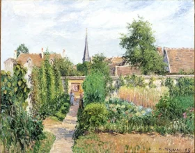 The vegetable garden and the Church at Eragny, 1899 by Camille Pissarro The vegetable garden and the Church at Eragny, 1899 by Camille Pissarro