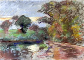 The pond of montfoucault 1874 by Camille Pissarro The pond of montfoucault 1874 by Camille Pissarro