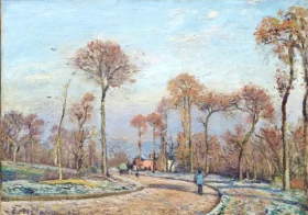 The Road to Versailles, Louveciennes- Morning Frost 1871 by Camille Pissarro The Road to Versailles, Louveciennes- Morning Frost 1871 by Camille Pissarro