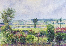 La Vallée de La Seine Aux Damps, Jardin D'octave Mirbeau 1892 by Camille Pissarro La Vallée de La Seine Aux Damps, Jardin D'octave Mirbeau 1892 by Camille Pissarro