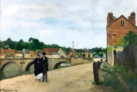 The Chemin l'Ecluse and the Pontoise Bridge 1867 by Camille Pissarro The Chemin l'Ecluse and the Pontoise Bridge 1867 by Camille Pissarro