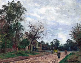 Le relais de poste sur la route de Versailles, Louveciennes, 1871 by Camille Pissarro Le relais de poste sur la route de Versailles, Louveciennes, 1871 by Camille Pissarro