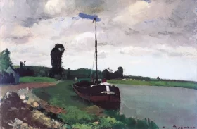 Riverside at Pontoise 1866 by Camille Pissarro