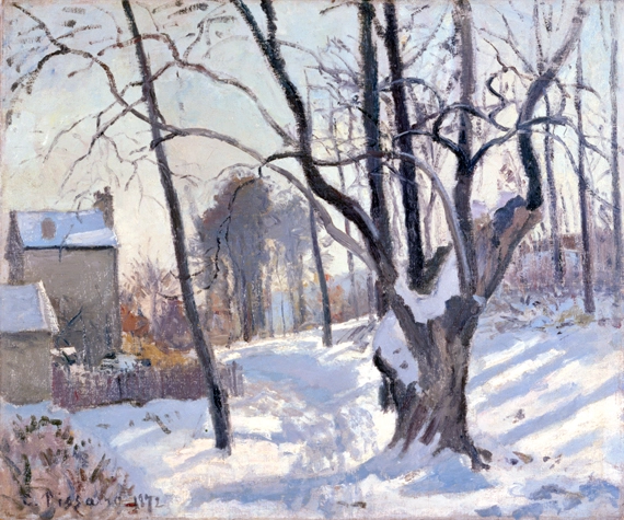 Winter Landscape in Loiveciennes 1872 by Camille Pissarro, oil painting reproduction on canvas Winter Landscape in Loiveciennes 1872 by Camille Pissarro