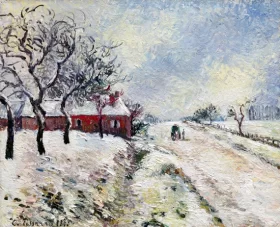 Route Enneigée avec Maison, Environs D'eragny 1885 by Camille Pissarro Route Enneigée avec Maison, Environs D'eragny 1885 by Camille Pissarro