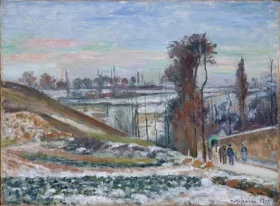 Effet de neige à l'Hermitage, 1875 by Camille Pissarro Effet de neige à l'Hermitage, 1875 by Camille Pissarro