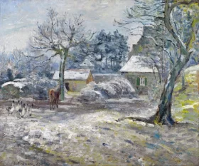Ferme à Montfoucault, Neige 1874 by Camille Pissarro Ferme à Montfoucault, Neige 1874 by Camille Pissarro