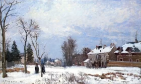 The Route de Versailles in Saint-Germain, Louveciennes, snow effect 1872 by Camille Pissarro The Route de Versailles in Saint-Germain, Louveciennes, snow effect 1872 by Camille Pissarro