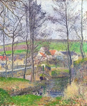 The banks of the Viosne at Osny in grey weather, winter 1883 by Camille Pissarro The banks of the Viosne at Osny in grey weather, winter 1883 by Camille Pissarro