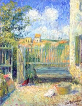La cour de la maison Rondest, Pontoise 1880 by Camille Pissarro La cour de la maison Rondest, Pontoise 1880 by Camille Pissarro