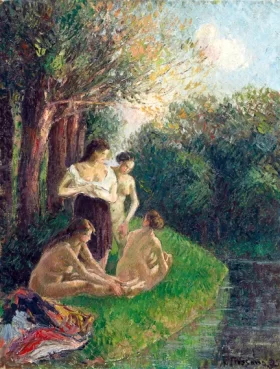 Quatre baigneuses discutant au bord de l'eau 1895 by Camille Pissarro
