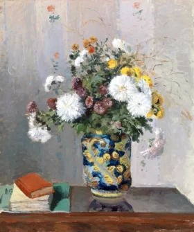 Chrysanthemums in a Chinese Vase 1873 by Camille Pissarro