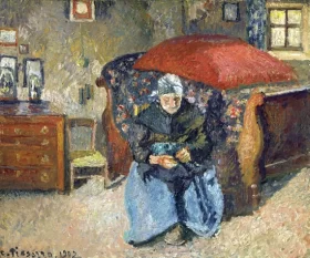 Vieille paysanne raccommodant des hardes, Moret 1902 by Camille Pissarro Vieille paysanne raccommodant des hardes, Moret 1902 by Camille Pissarro
