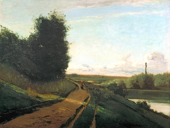 Orillas del Marne, 1864 by Camille Pissarro, oil painting reproduction on canvas Orillas del Marne, 1864 by Camille Pissarro