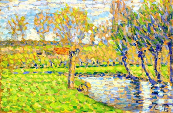 Bords de L’Epte à ÉRagny 1886 by Camille Pissarro, oil painting reproduction on canvas Bords de L’epte à Éragny 1886 by Camille Pissarro