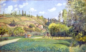 A Cowherd at Valhermeil, Auvers-sur-Oise 1874 by Camille Pissarro A Cowherd at Valhermeil, Auvers-sur-Oise 1874 by Camille Pissarro