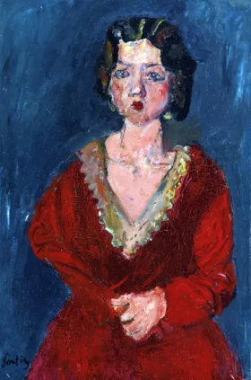 La femme en rouge sur fond bleu by Chaïm Soutine