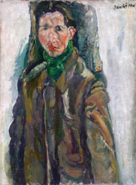 Self-Portrait by Curtain 1917 by Chaïm Soutine