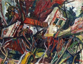 Paysage aux toits Rouges 1919 by Chaïm Soutine