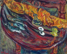 Nature morte aux poissons, oeufs et citrons 1924 by Chaïm Soutine Nature morte aux poissons, oeufs et citrons 1924 by Chaïm Soutine