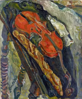 Nature morte au violon, pain et poisson by Chaïm Soutine Nature morte au violon, pain et poisson by Chaïm Soutine