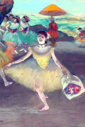 Dancer with a Bouquet Curtseying on Stage 1878 by Edgar Degas Dancer with a Bouquet Curtseying on Stage 1878 by Edgar Degas