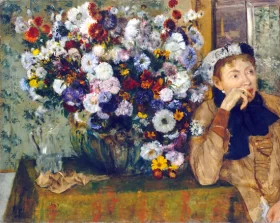 A Woman Seated Beside a Vase of Flowers 1865 by Edgar Degas