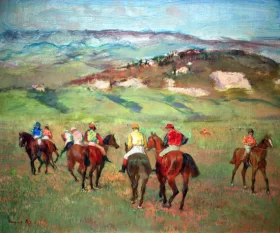 Jockeys on Horseback Before Distant Hills, 1884 by Edgar Degas