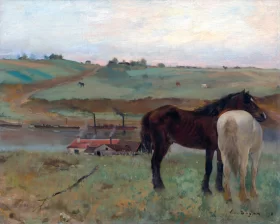 Horses in a Meadow 1871 by Edgar Degas
