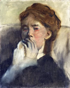 Young Woman with her Hand Over her Mouth 1875 by Edgar Degas Young Woman with her Hand Over her Mouth 1875 by Edgar Degas