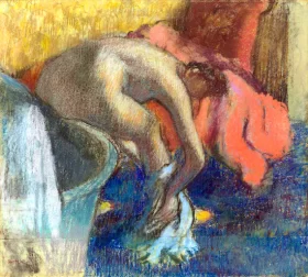 Après Le Bain, Femme S’essuyant La Jambe (Le Peignoir Rouge) by Edgar Degas