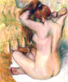 Female Nude, from the Rear, Fixing her Hair by Edgar Degas