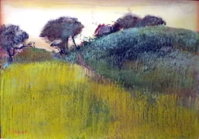 Wheat Field and Green Hill by Edgar Degas