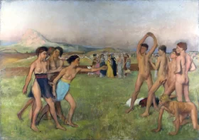 Young Spartans Exercising By Degas 1860 by Edgar Degas Young Spartans Exercising By Degas 1860 by Edgar Degas