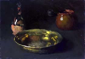 Still Life with Wine Bottle and Metal Bowl 1903 by Edward Hopper
