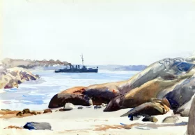 Destroyer and Rocky Shore by Edward Hopper Destroyer and Rocky Shore by Edward Hopper