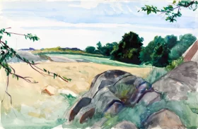 Landscape with Rocks 1924 by Edward Hopper