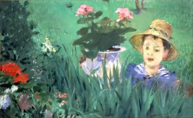 Boy in Flowers (Jacques Hoschedé) 1876 by Edouard Manet Boy in Flowers (Jacques Hoschedé) 1876 by Edouard Manet