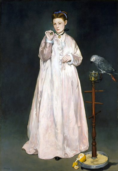 Young Lady with a parrot 1866 by Edouard Manet, oil painting reproduction on canvas Young Lady with a parrot 1866 by Edouard Manet