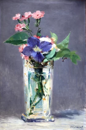 Carnations and Clematis in a crystal vase, 1882 by Edouard Manet