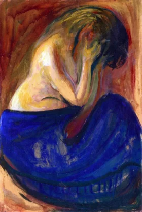 Half Nude In A Blue Skirt by Edvard Munch