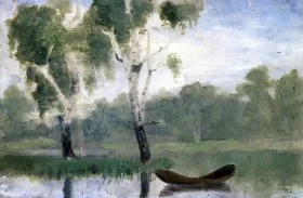 Small Lake With Boat by Edvard Munch