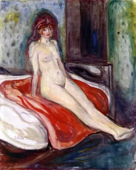 Nude Seated On The Bed by Edvard Munch