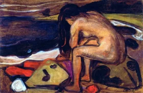 Sitting Nude By The Beach by Edvard Munch